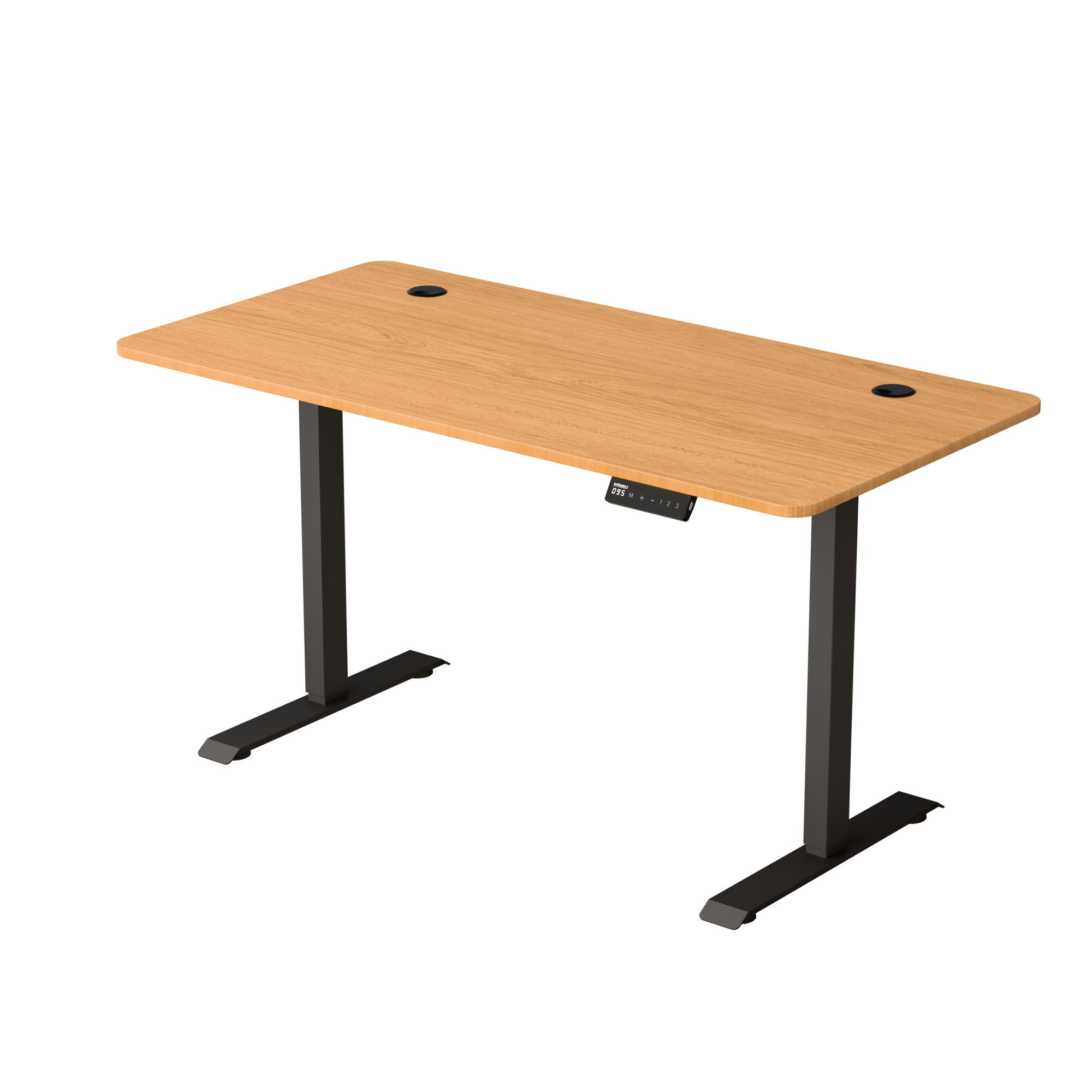 שולחן עבודה מתכוונן חשמלי דו מנועי STANDLY Z1 עם רגליים בצבע שחור ופלטה בצבע עץ טבעי באורך 140 ס״מ – תמונה 2