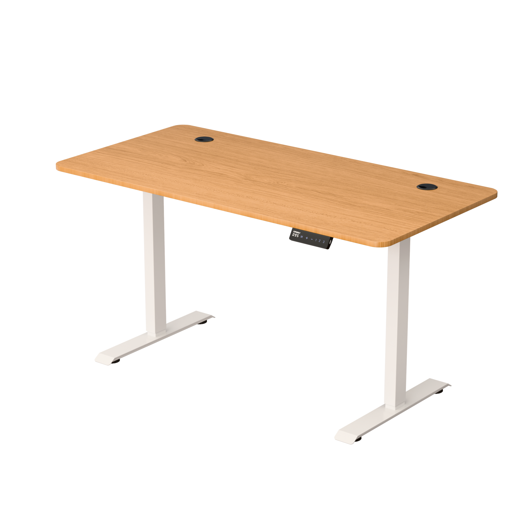 שולחן עבודה מתכוונן חשמלי דו מנועי STANDLY Z1 עם רגליים בצבע לבן ופלטה בצבע עץ טבעי באורך 140 ס״מ – תמונה 2