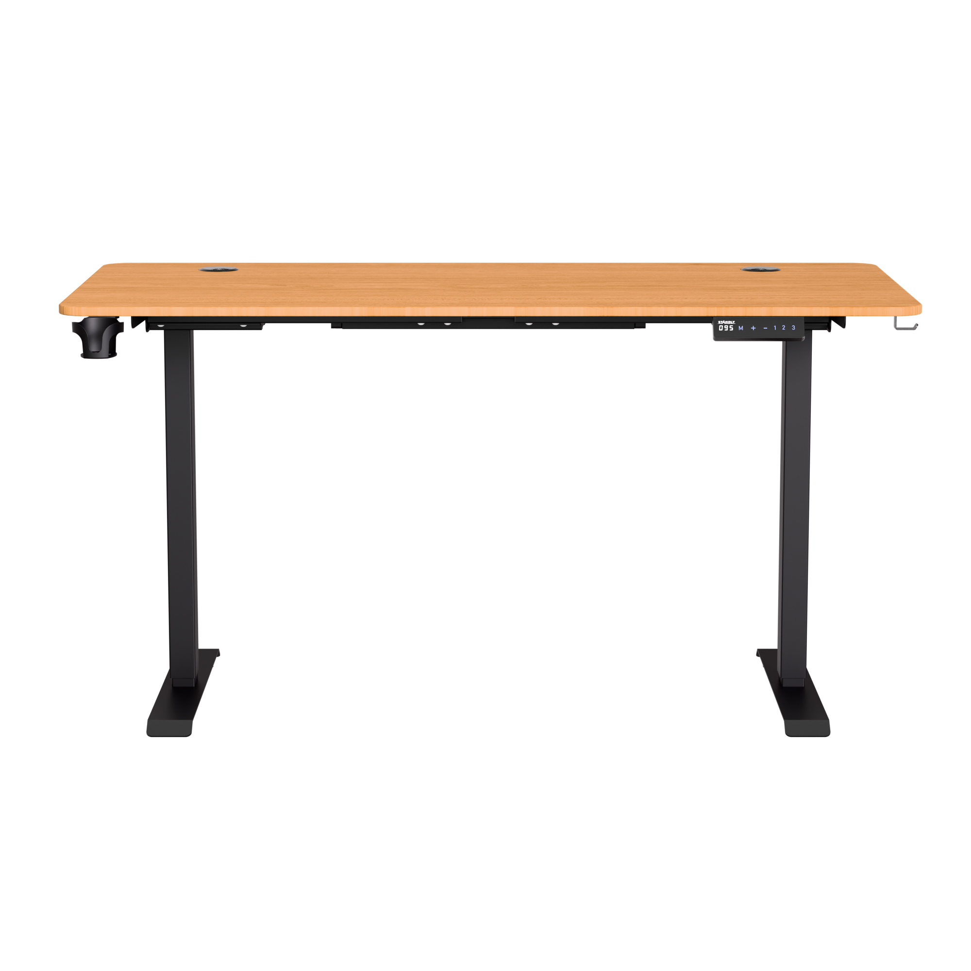 שולחן עבודה מתכוונן חשמלי דו מנועי STANDLY Z1 עם רגליים בצבע שחור ופלטה בצבע עץ טבעי באורך 140 ס״מ – תמונה 3