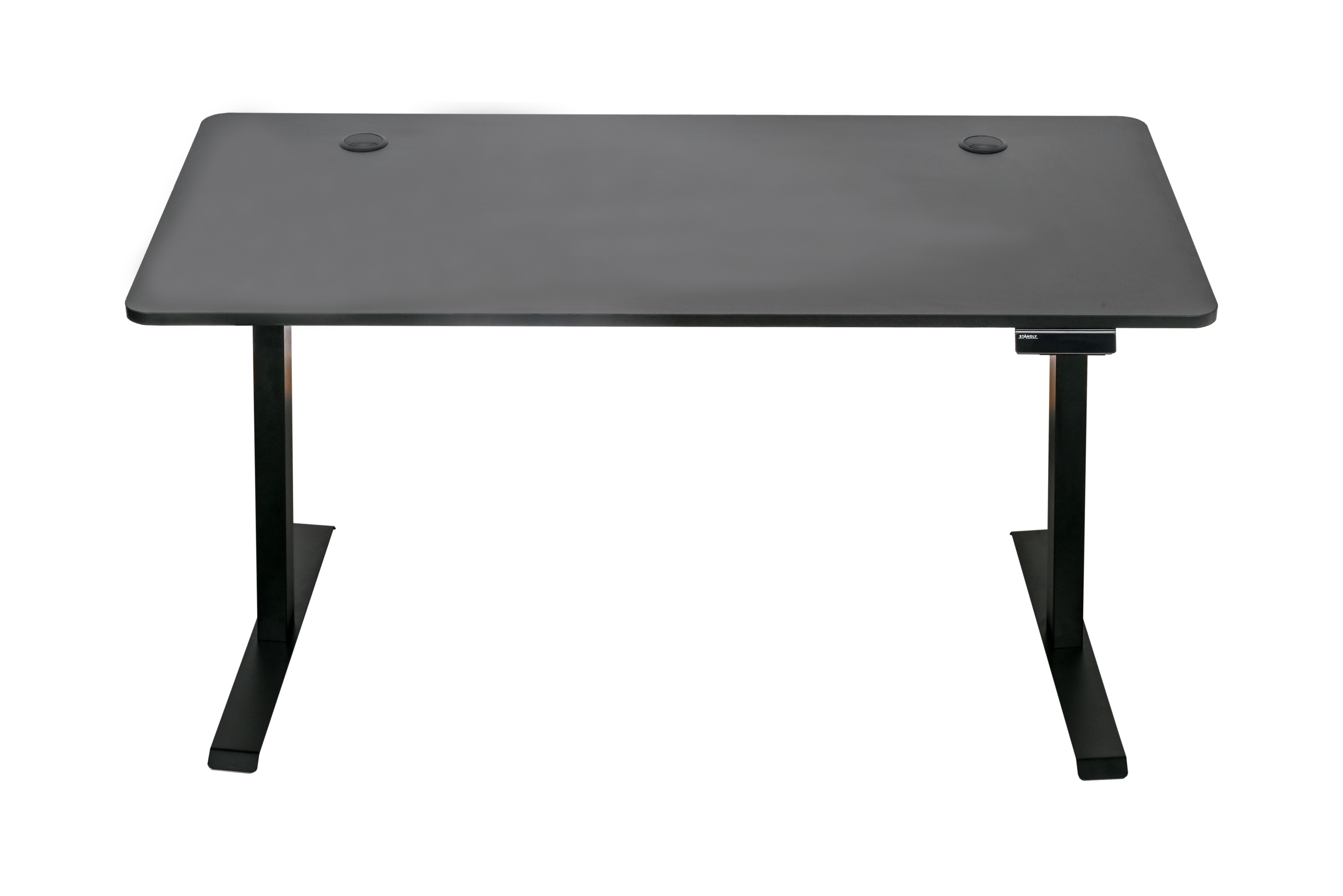 שולחן עבודה מתכוונן חשמלי דו מנועי STANDLY Z1 עם רגליים בצבע שחור ופלטה שחורה באורך 140 ס״מ – תמונה 2