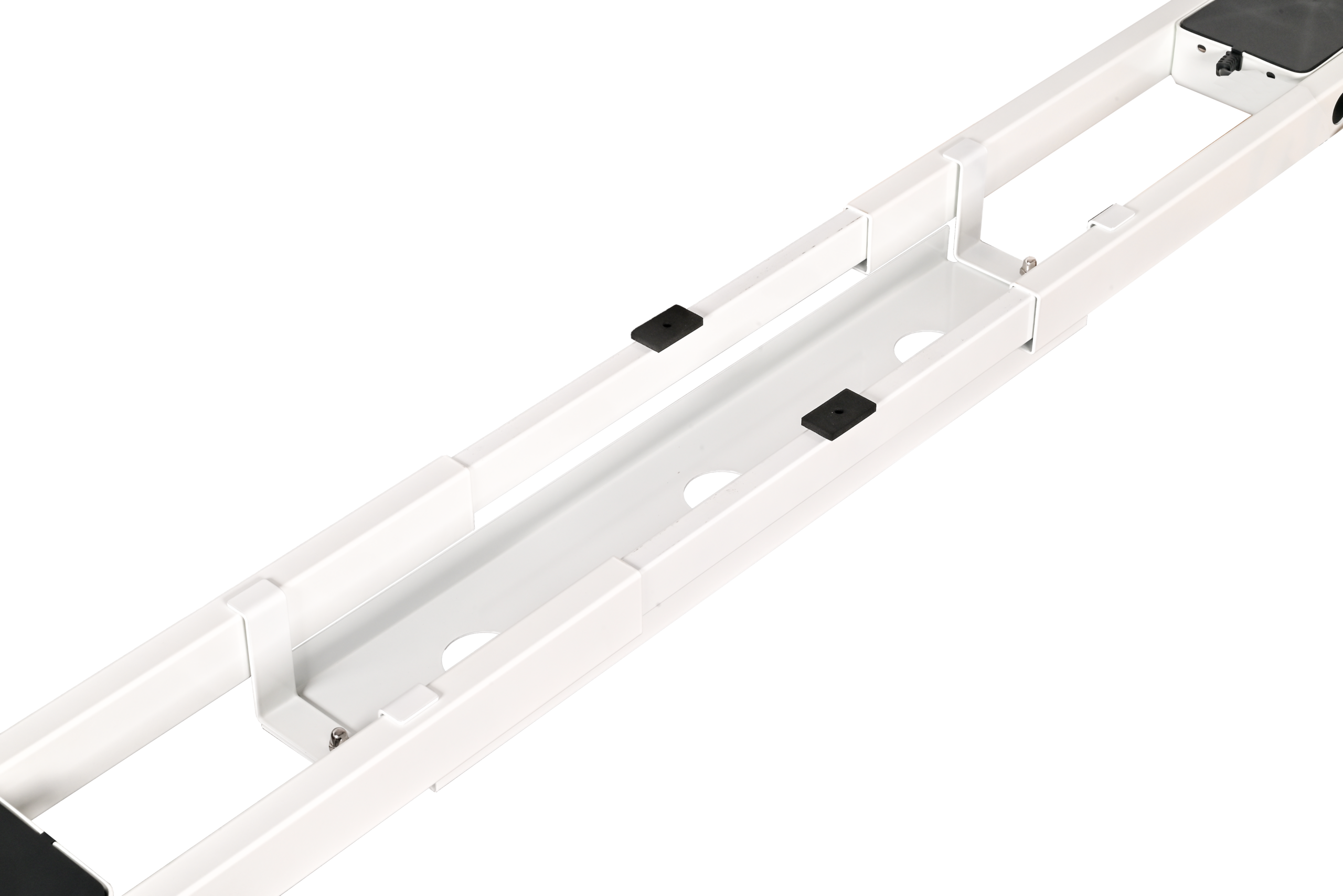 שולחן עבודה מתכוונן חשמלי דו מנועי STANDLY Z1 עם רגליים בצבע לבן ופלטה בצבע עץ טבעי באורך 140 ס״מ – תמונה 6