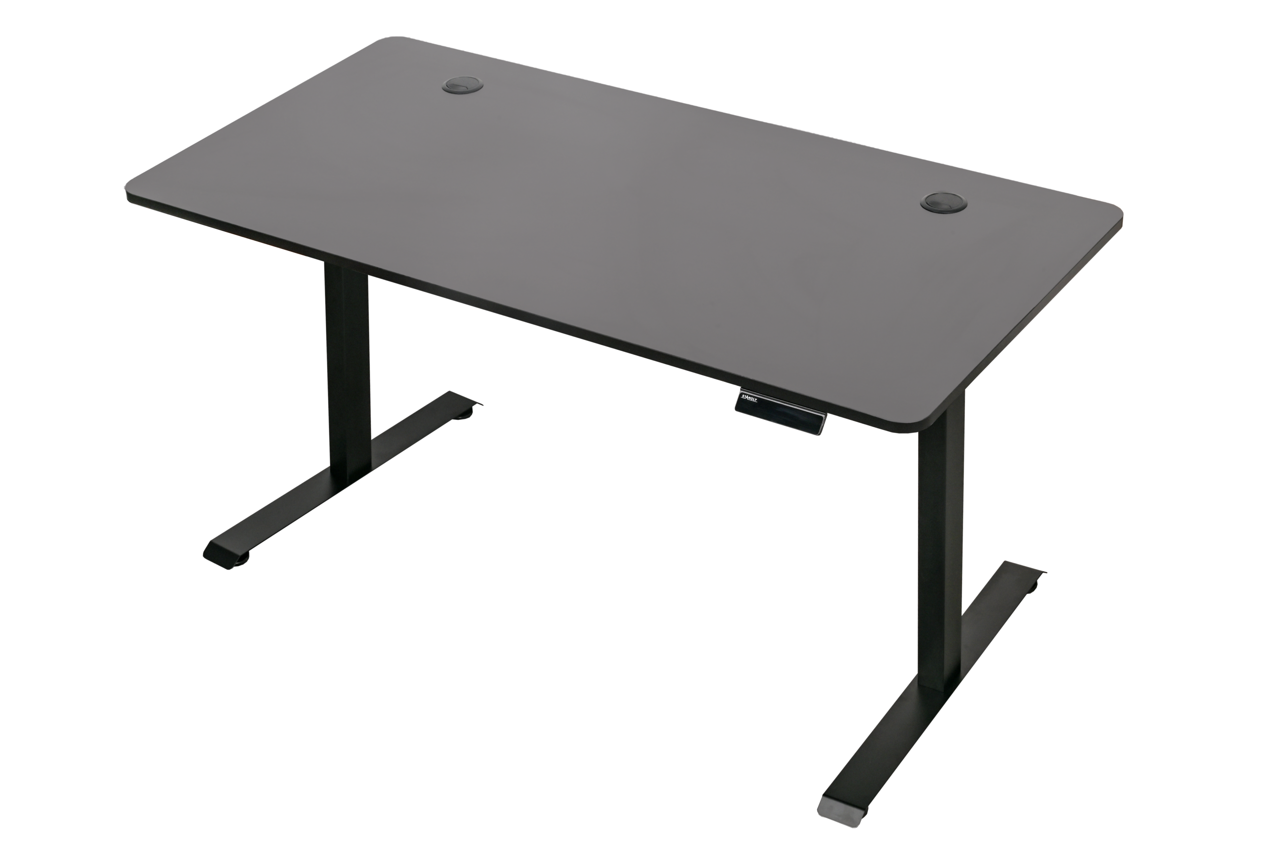 שולחן עבודה מתכוונן חשמלי דו מנועי STANDLY Z1 עם רגליים בצבע שחור ופלטה שחורה באורך 140 ס״מ