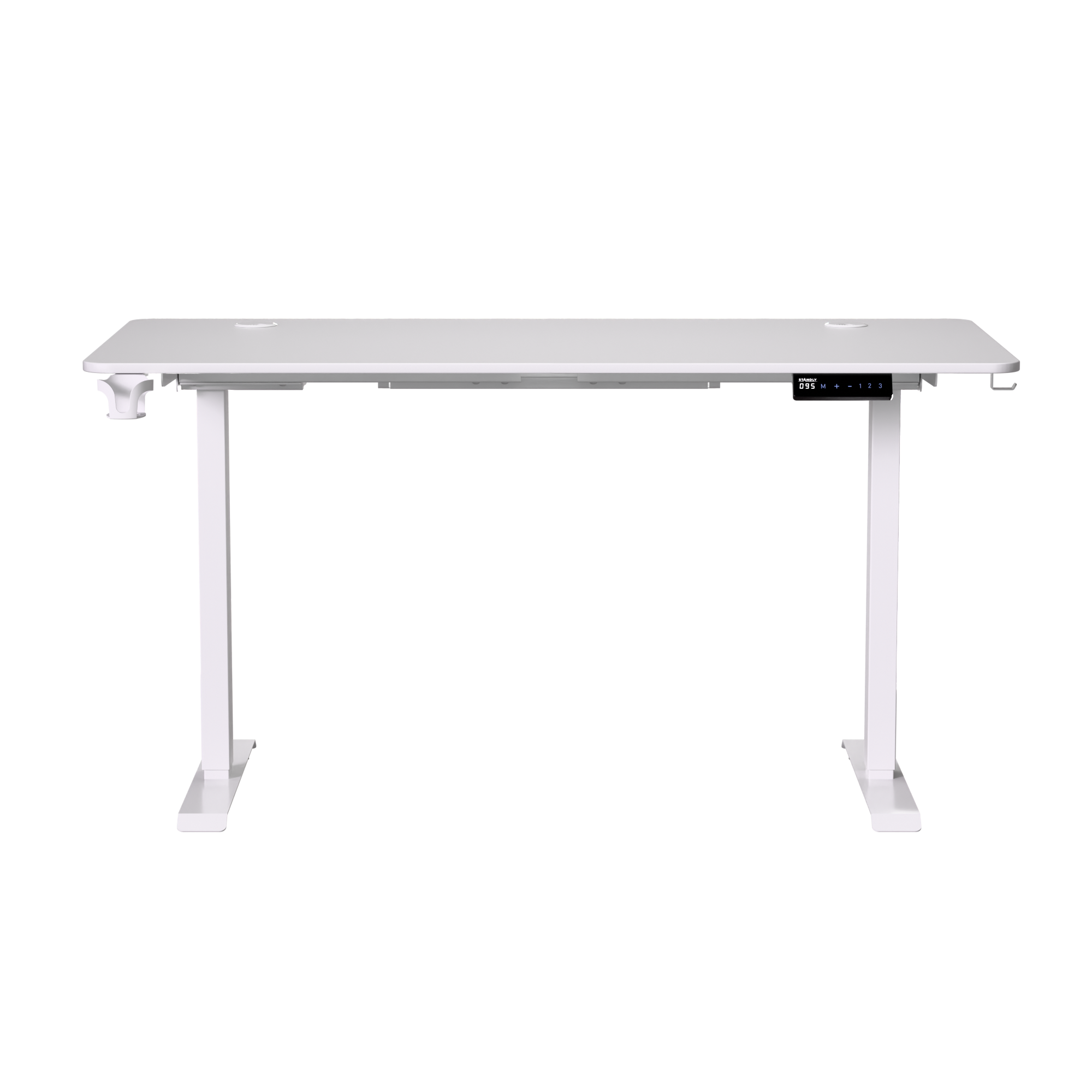 שולחן עבודה מתכוונן חשמלי דו מנועי STANDLY Z1 עם רגליים בצבע לבן ופלטה לבנה באורך 140 ס״מ – תמונה 3