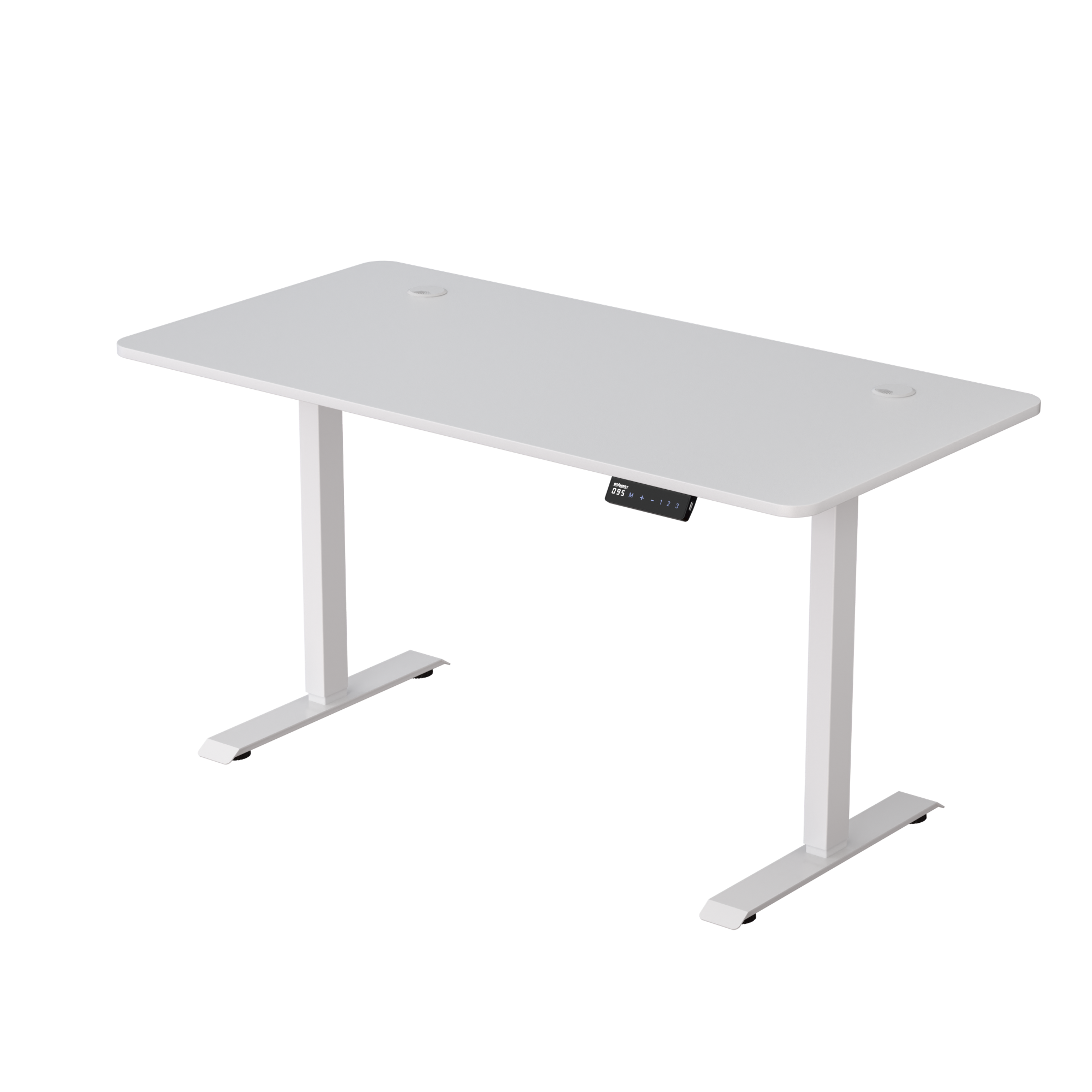 שולחן עבודה מתכוונן חשמלי דו מנועי STANDLY Z1 עם רגליים בצבע לבן ופלטה לבנה באורך 140 ס״מ – תמונה 2